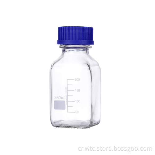 Clear Brown Glass Reagent Bottle with Wide Mouth and Ground Stopper